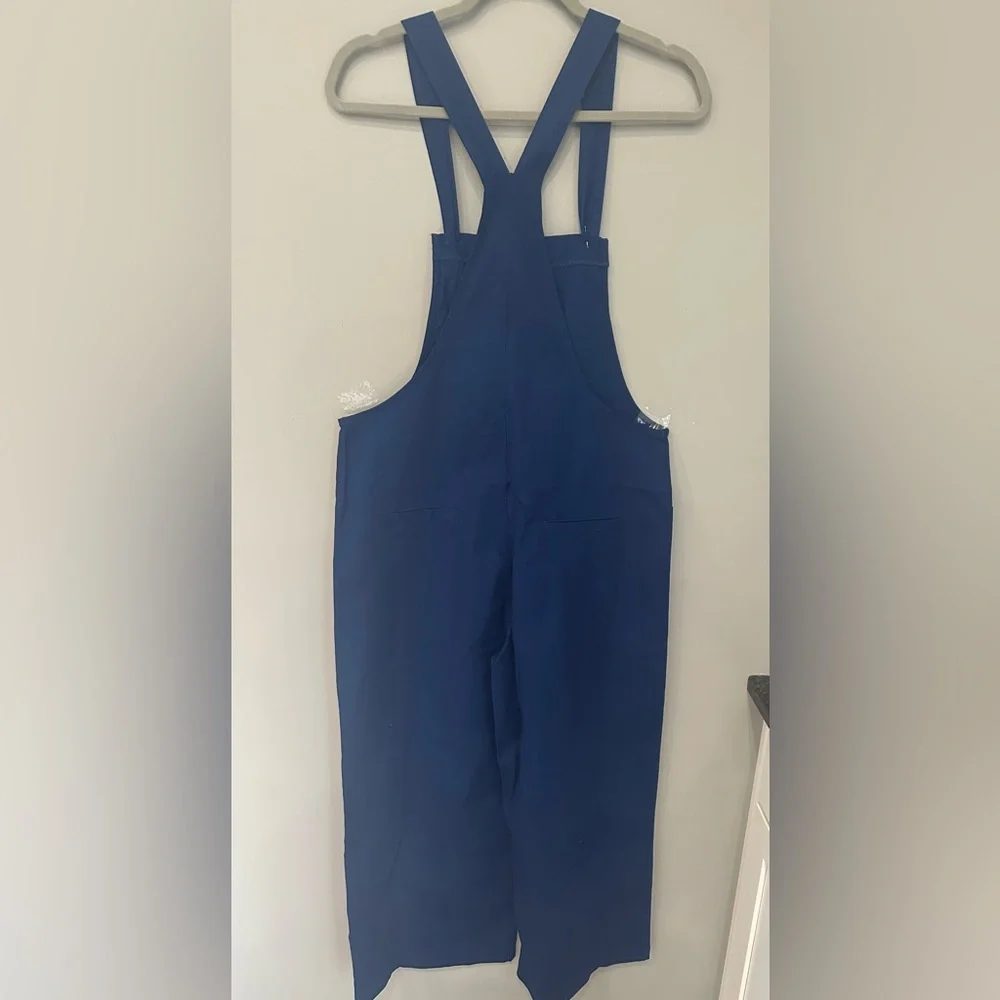 ZENANA ROYAL BLUE KNOT STRAP WIDE LEG CROPPED JUMPSUIT SIZE M - Picture 9 of 9